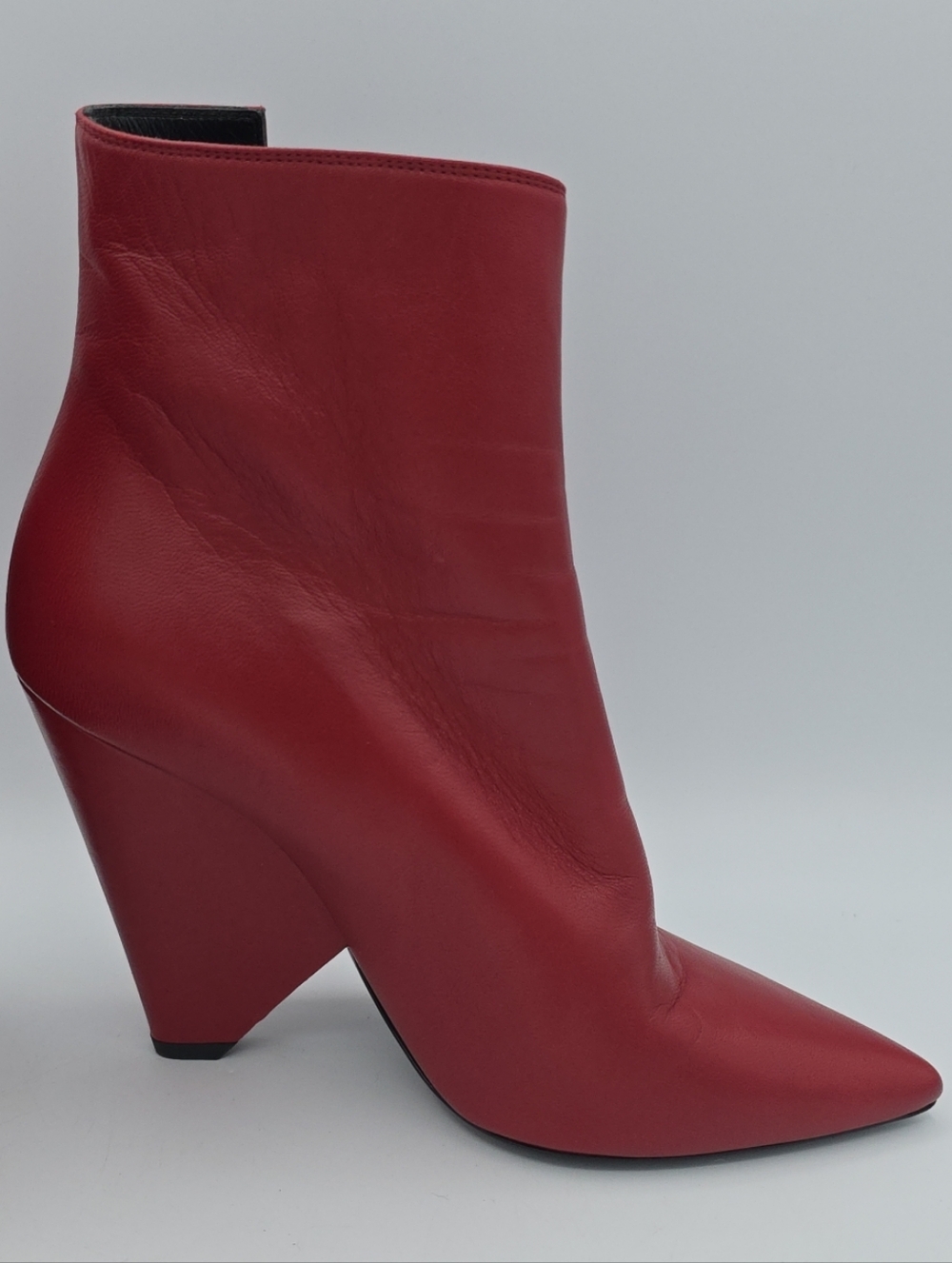 YSL Saint Laurent Niki Point Toe French Burgundy Booties Boots Sz 36.5 - Picture 4 of 11